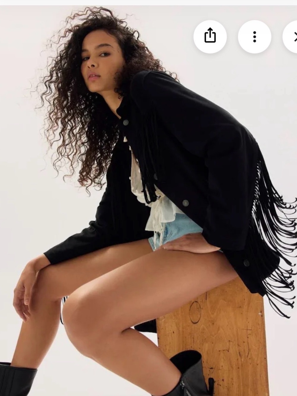 FREE PEOPLE, Vegan Black Suede Fringe Shirt Jacket, Sz XS, NWT